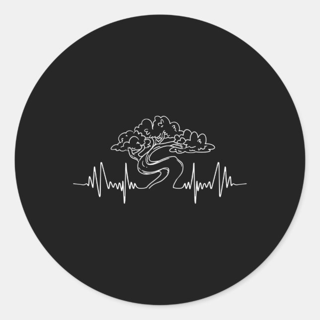Bonsai Gardener Bonsai Tree Ekg Hebeat Classic Round Sticker (Front)