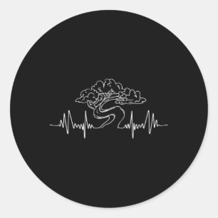 Bonsai Gardener Bonsai Tree Ekg Hebeat Classic Round Sticker