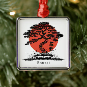 Bonsai Japanese Kanji Personalised Metal Ornament