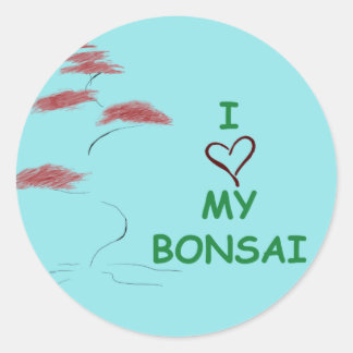 Bonsai love classic round sticker