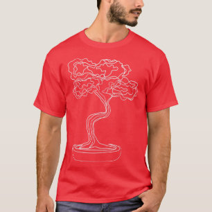 Bonsai Motif Hand Drawn Tree Zen Line Art Drawing T-Shirt
