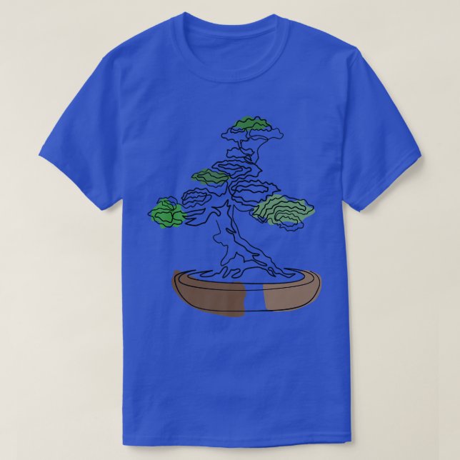 Bonsai Motif Hand Drawn Tree Zen Line Art Drawing  T-Shirt (Design Front)