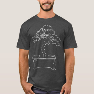 Bonsai Motif Hand Drawn Tree Zen Line Art Drawing  T-Shirt
