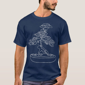 Bonsai Motif Hand Drawn Tree Zen Line Art Drawing  T-Shirt