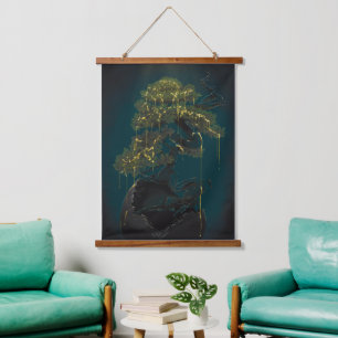 Bonsai of Gold Hanging Tapestry