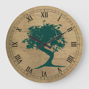 Bonsai on Burlap Wall Clock