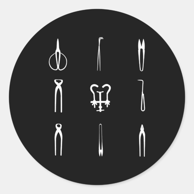 bonsai tools classic round sticker (Front)
