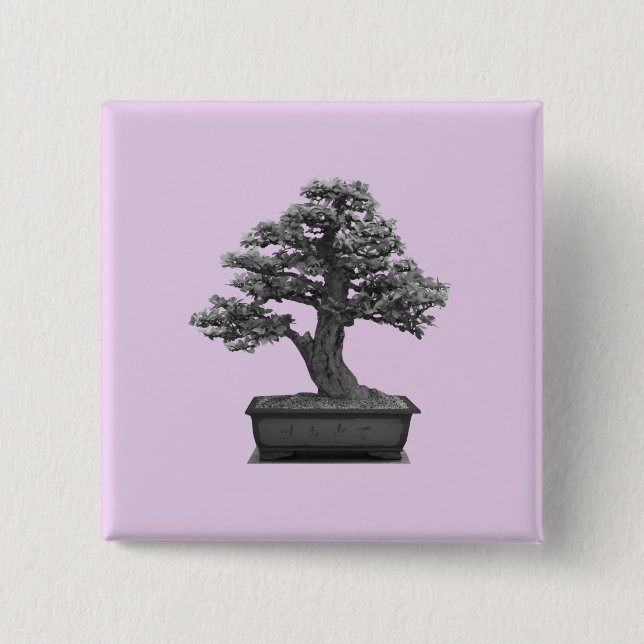 bonsai tree 15 cm square badge (Front)