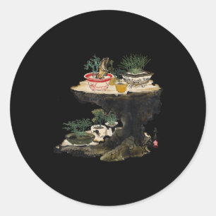 bonsai tree 1882 japan paint zen japanese classic round sticker