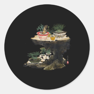 bonsai tree 1882 japan paint zen japanese classic round sticker