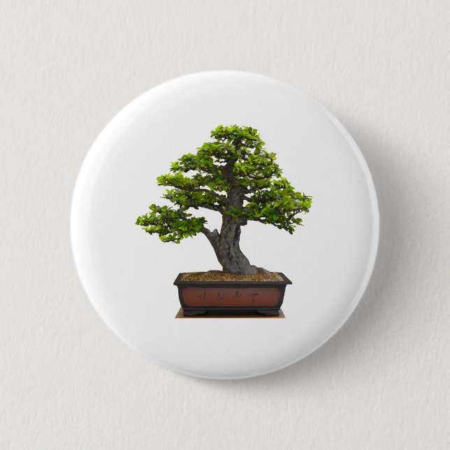 bonsai tree 6 cm round badge (Front)