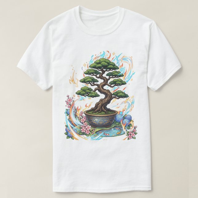 Bonsai Tree Anime Style Graphic. T-Shirt (Design Front)