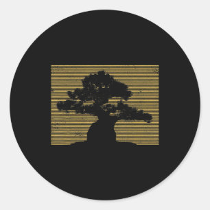 bonsai tree art classic round sticker
