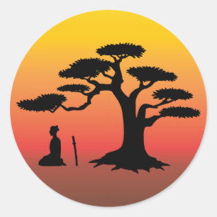 Bonsai Tree at Sunset - Sticker