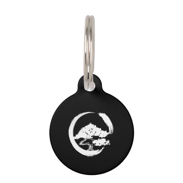 bonsai tree calligraphy circle japanese garden pet tag (Front)