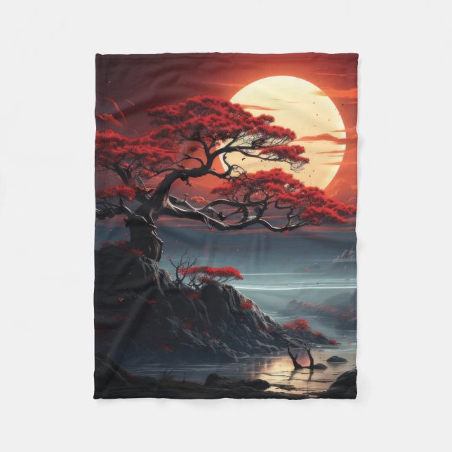 Bonsai Tree  Fleece Blanket (Front)