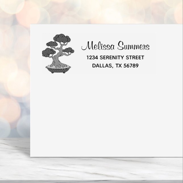 Bonsai Tree in a Tray Address, Etched Self-inking Stamp (Creator Uploaded)