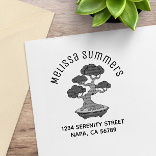 Bonsai Tree in a Tray Arch Address, Etched Rubber Stamp