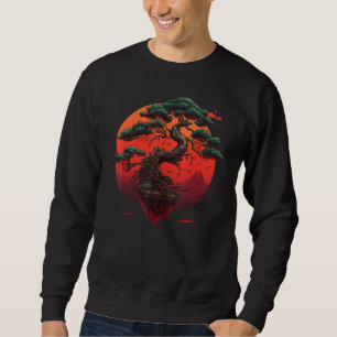 Bonsai Tree In Japanese Zen Buddhist Enso Circle Sweatshirt
