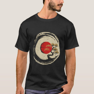 Bonsai Tree In Japanese Zen Buddhist Enso Circle T-Shirt