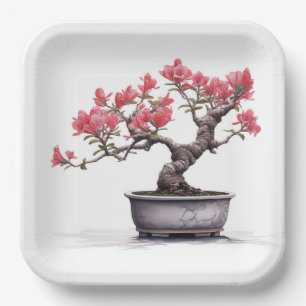 Bonsai Tree In Pot Paper Plate