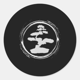 bonsai tree in zen circle - buddhist zen gift . classic round sticker