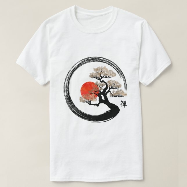 Bonsai Tree Japanese Calligraphy Zen Bonsai Vintag T-Shirt (Design Front)