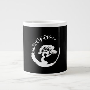 bonsai tree japanese enso circle birds long sleeve large coffee mug