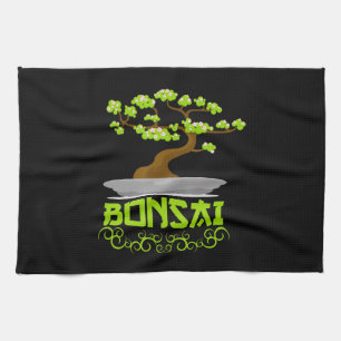 Bonsai Tree Japanese Kanji Tea Towel