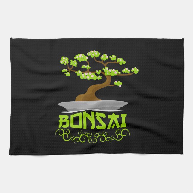 Bonsai Tree Japanese Kanji Tea Towel (Horizontal)