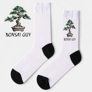 Bonsai Tree Japanese Sumi-E Ink Art Personalised Socks