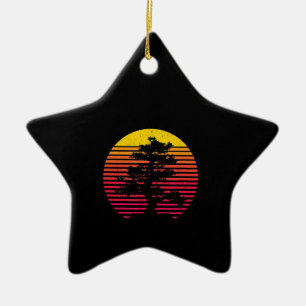 Bonsai Tree Japanese Zen Buddhist Tree Sunset Ceramic Ornament
