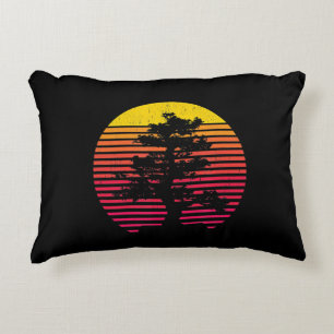 Bonsai Tree Japanese Zen Buddhist Tree  Sunset Decorative Cushion
