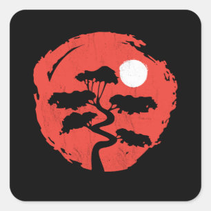 Bonsai Tree Japanese Zen Master Buddhist Square Sticker