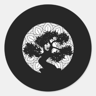 Bonsai Tree Mandala Zen Buddhist Yoga Classic Round Sticker