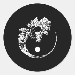 Bonsai Tree Print Zen Spirit Yin Yang Japanese Classic Round Sticker