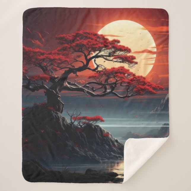 Bonsai Tree  Sherpa Blanket (Front)
