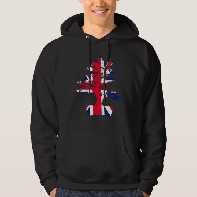 Bonsai Tree UK Flag Graphic Bonsai Mud Men Women Hoodie (Front)
