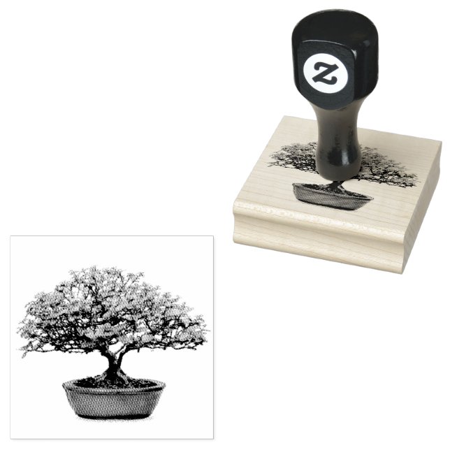 Bonsai Tree with Leaves  Rubber Stamp (Stamped)