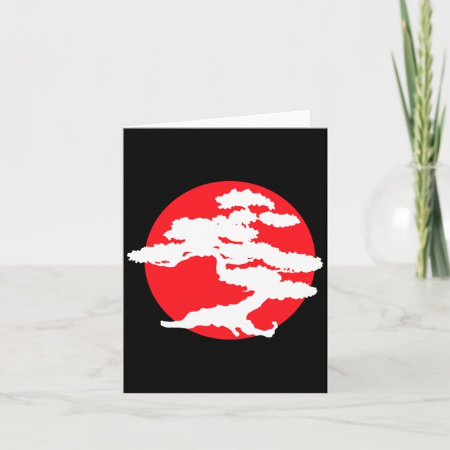 Bonsai Tree with Red Sun Japanese Karate Pullover Card (Front)