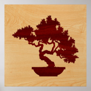 Bonsai Tree - wood inlay. Poster