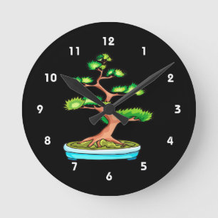 bonsai upright tree graphic green.png round clock