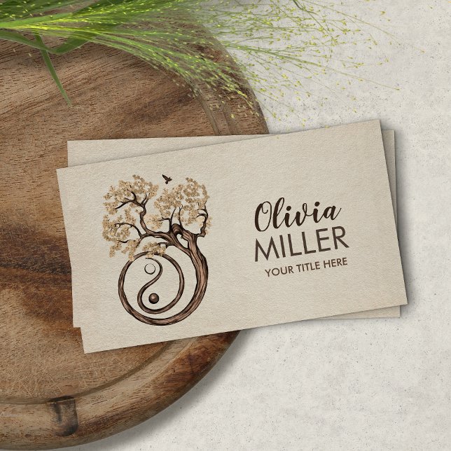 Bonsai Yin Yan Spiral Tree of life Business Card (Creator Uploaded)