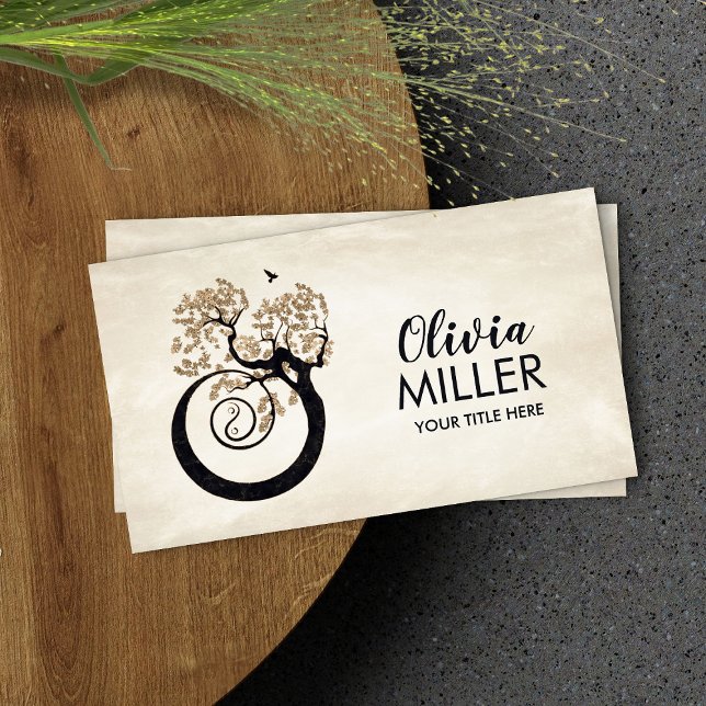 Bonsai Yin Yan Spiral Tree of life Business Card (Creator Uploaded)