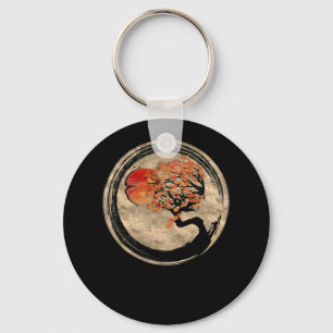 Bonsai Zen Buddhist Enso Circle Tree In Japanese Key Ring