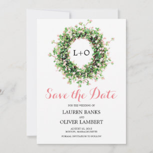 Bontanial Pink Flower Wreath   Save the Date