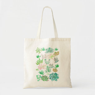 bontanical succulent pattern tote bag