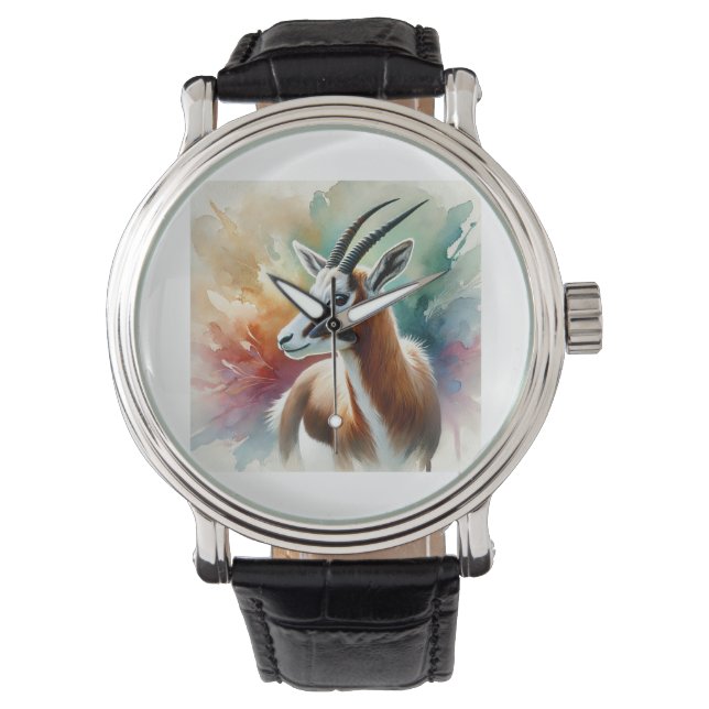 Bontebok in watercolor 220924AREF116 - Watercolor Watch (Front)