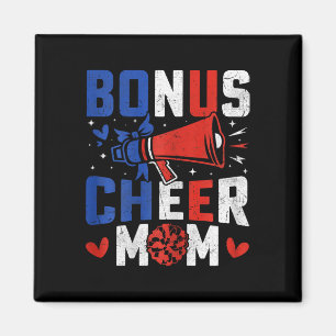 Bonus Cheer Mom - Cheerleading Mom Usa Flag Cheerl Magnet