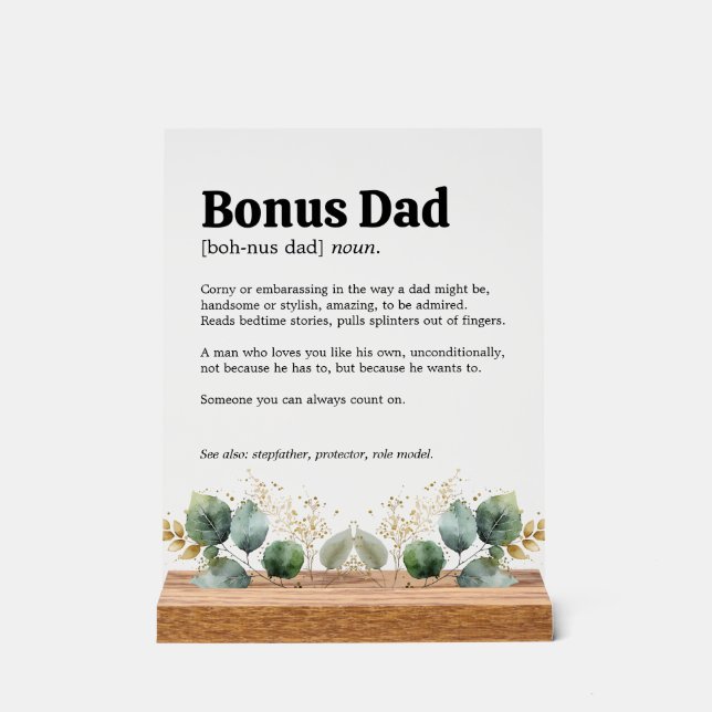 Bonus Dad Definition Acrylic Sign (Front)
